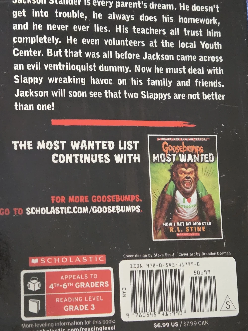 Scholastic Black & Red Goosebumps Back Cover Promo